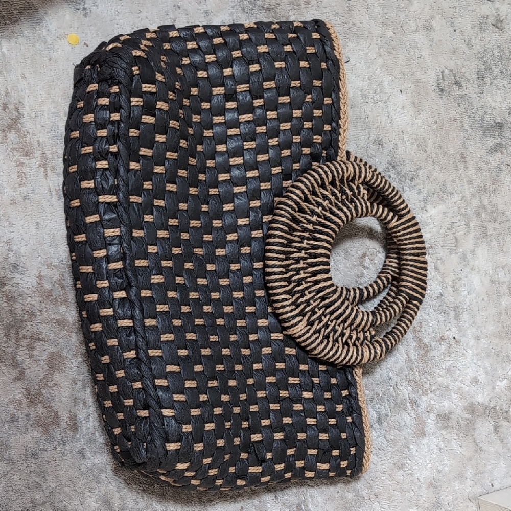 Black and Tan Woven Clutch